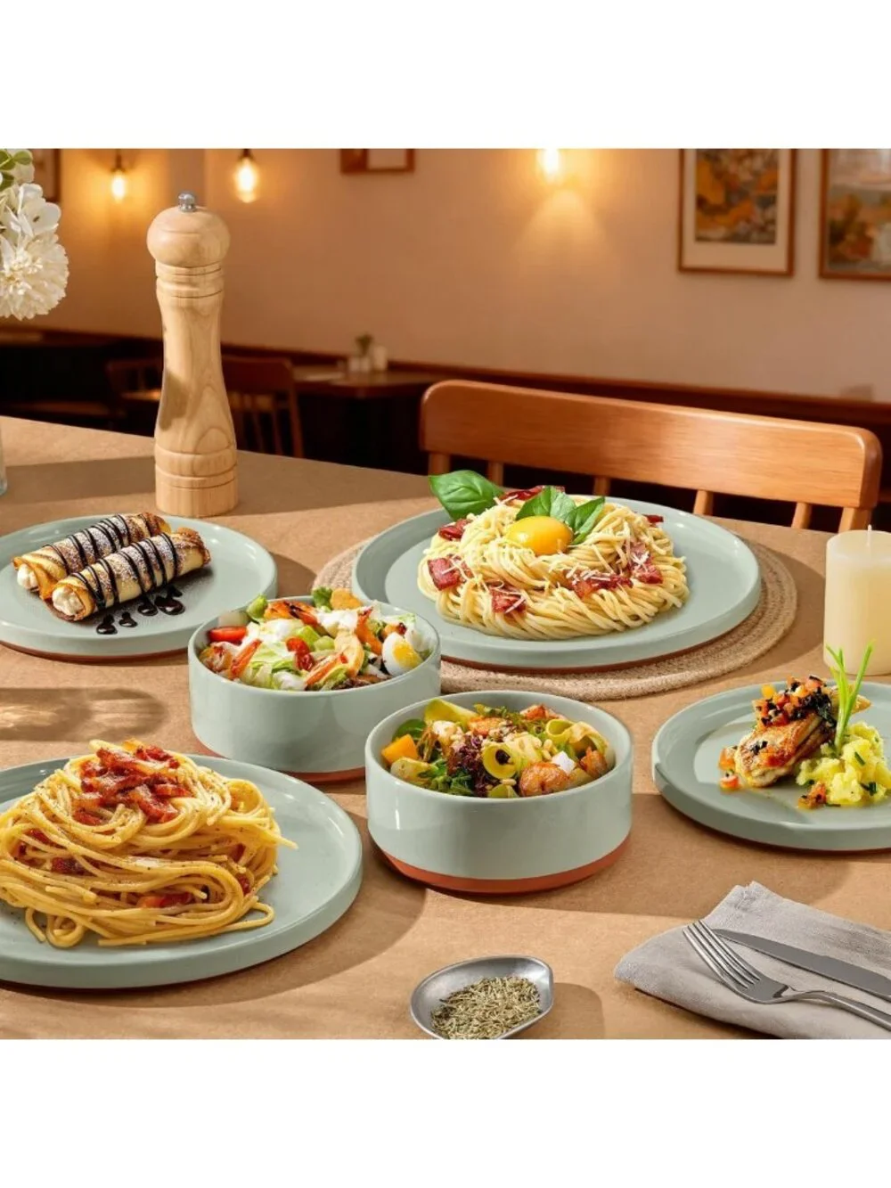 Modern 12-Piece Stoneware Dinnerware Set for 4 | Stylish & Durable Tableware